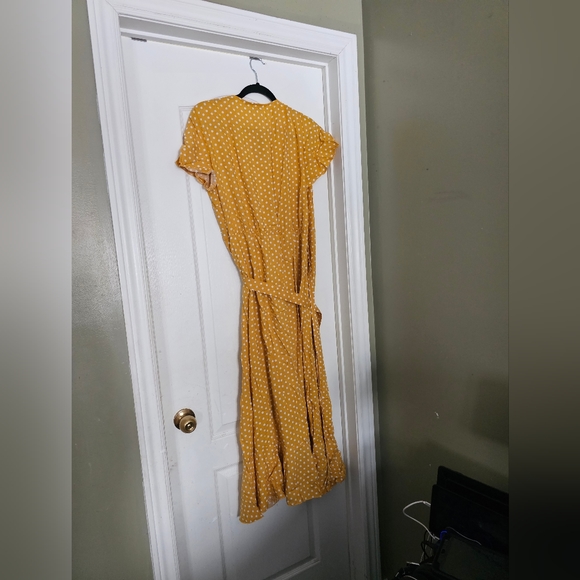 Yellow Polkadot Wrap Dress - Picture 2 of 5